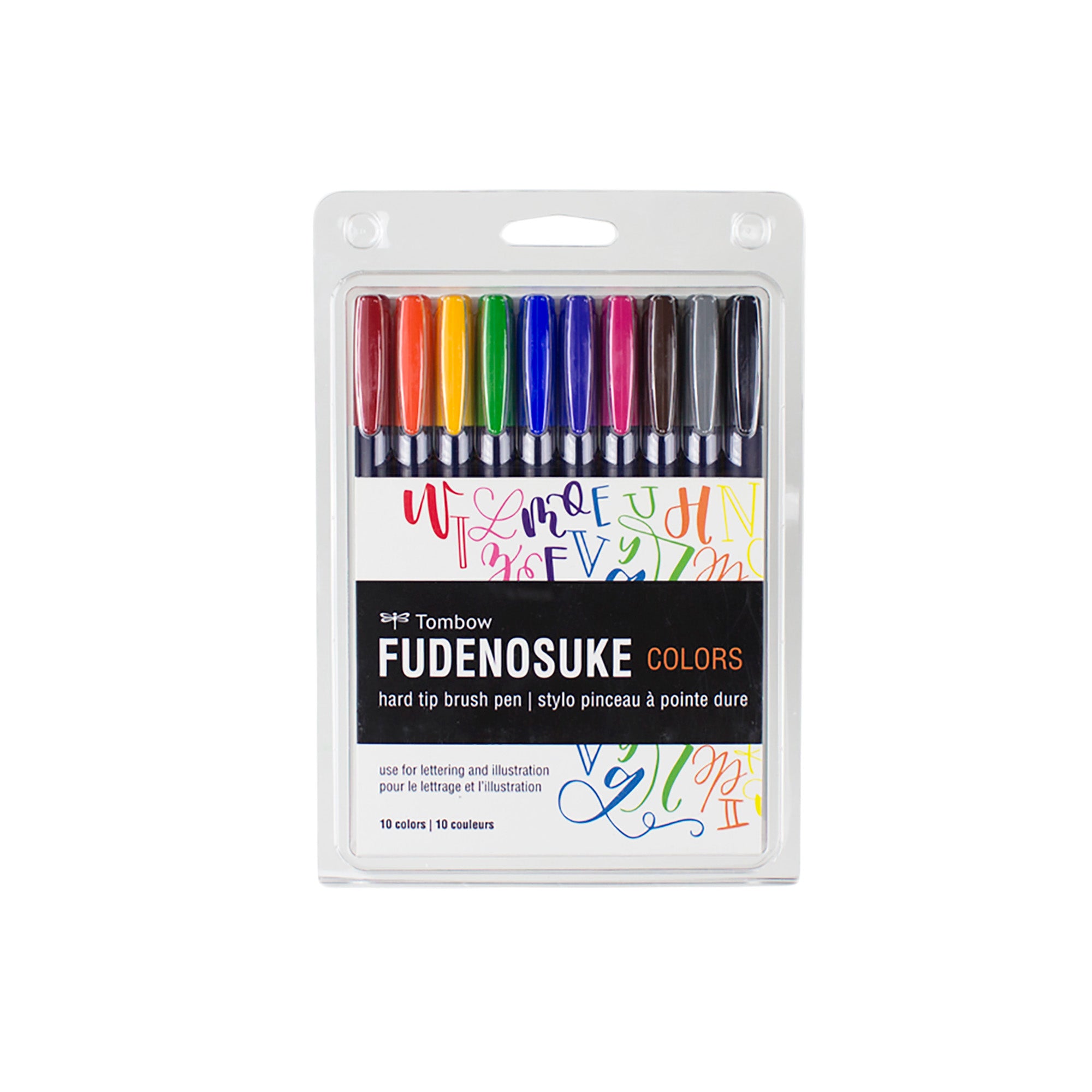 10 Pack Fudenosuke Brush Pens - Soft & Hard Tip Dual Brush Markers for Calligraphy, Lettering & Art - Perfect for Beginners & Professionals - Use for Bullet Journals, Scrapbooking & Hand Lettering Projects