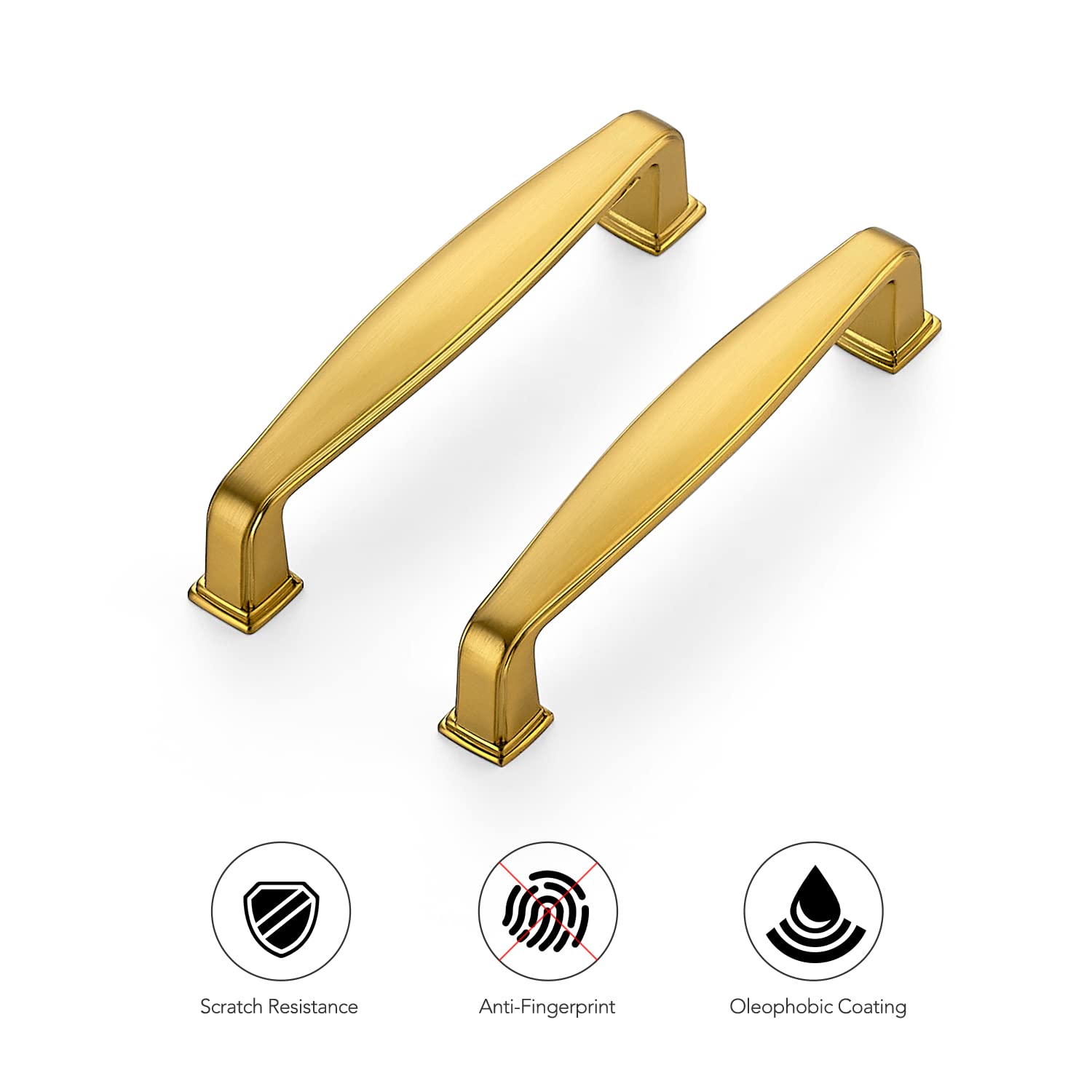 Brushed Brass Cabinet Handles 20 Pack - Solid 3.75