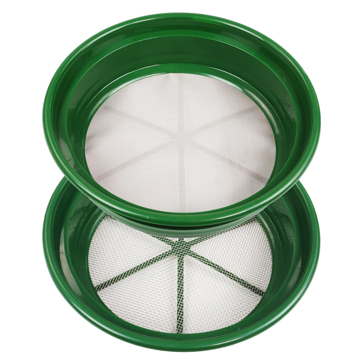 Green Plastic Gold Sifting Pan Classifier - Stackable Mesh Sizes 1/8