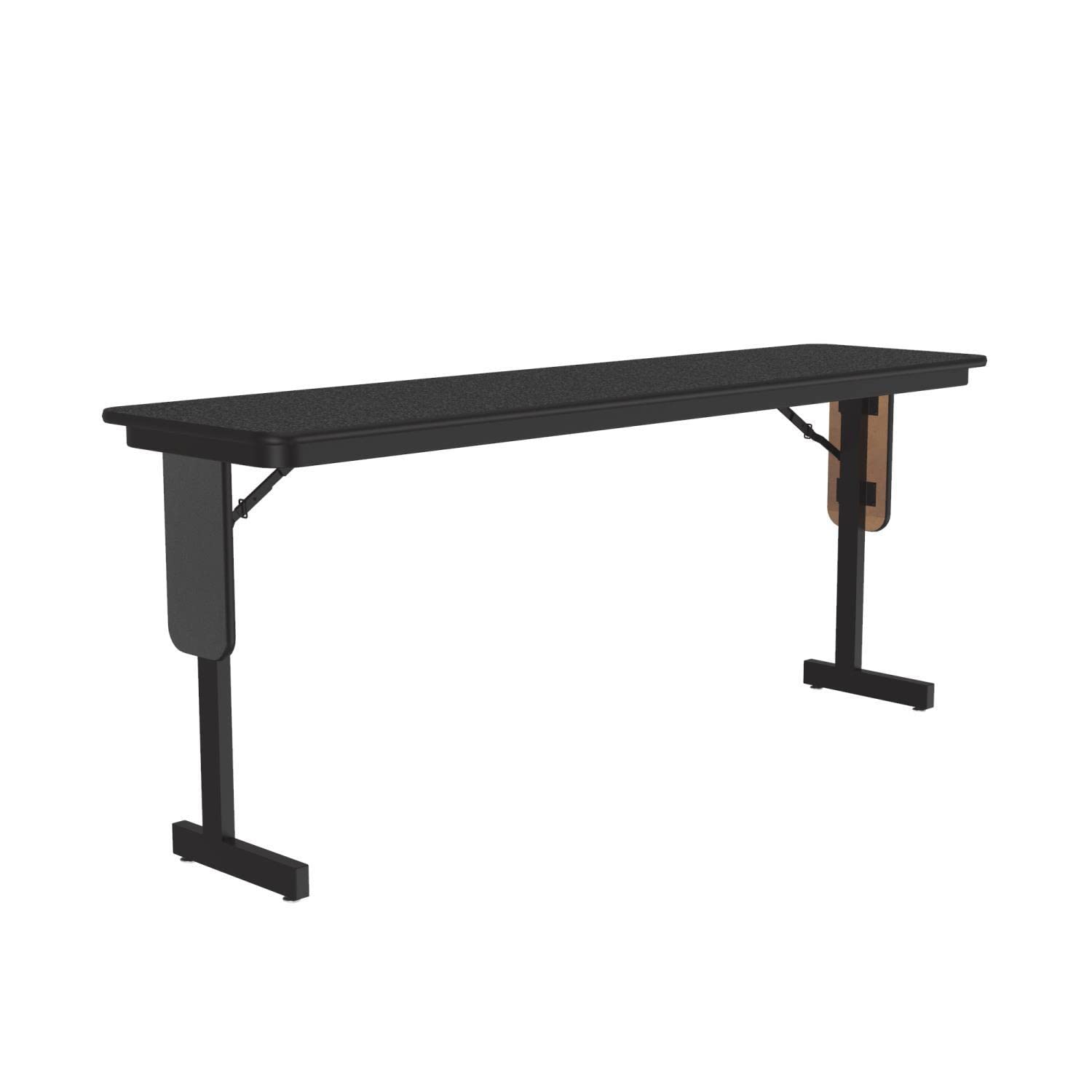 SP 18x60 Contemporary Metal/Wood Folding Seminar Table in Black Granite - Durable Conference & Event Table for Office, Classroom, Meeting & Banquet Use