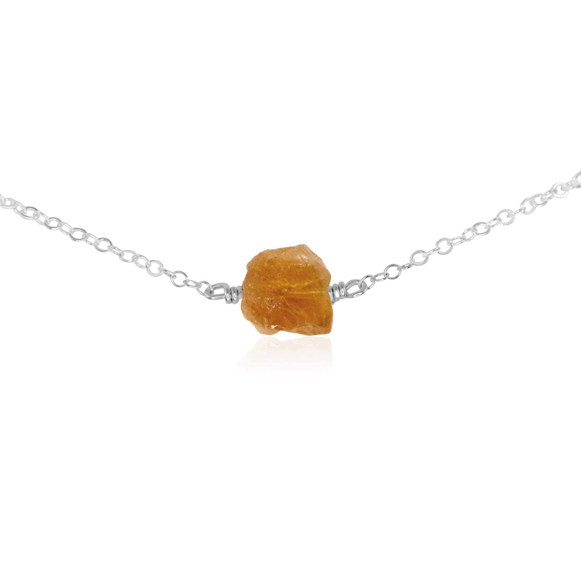 Natural Tiny Raw Citrine Crystal Nugget Choker Necklace - Healing Stone Jewelry for Energy & Positivity | Perfect for Meditation, Yoga & Spiritual Gifts