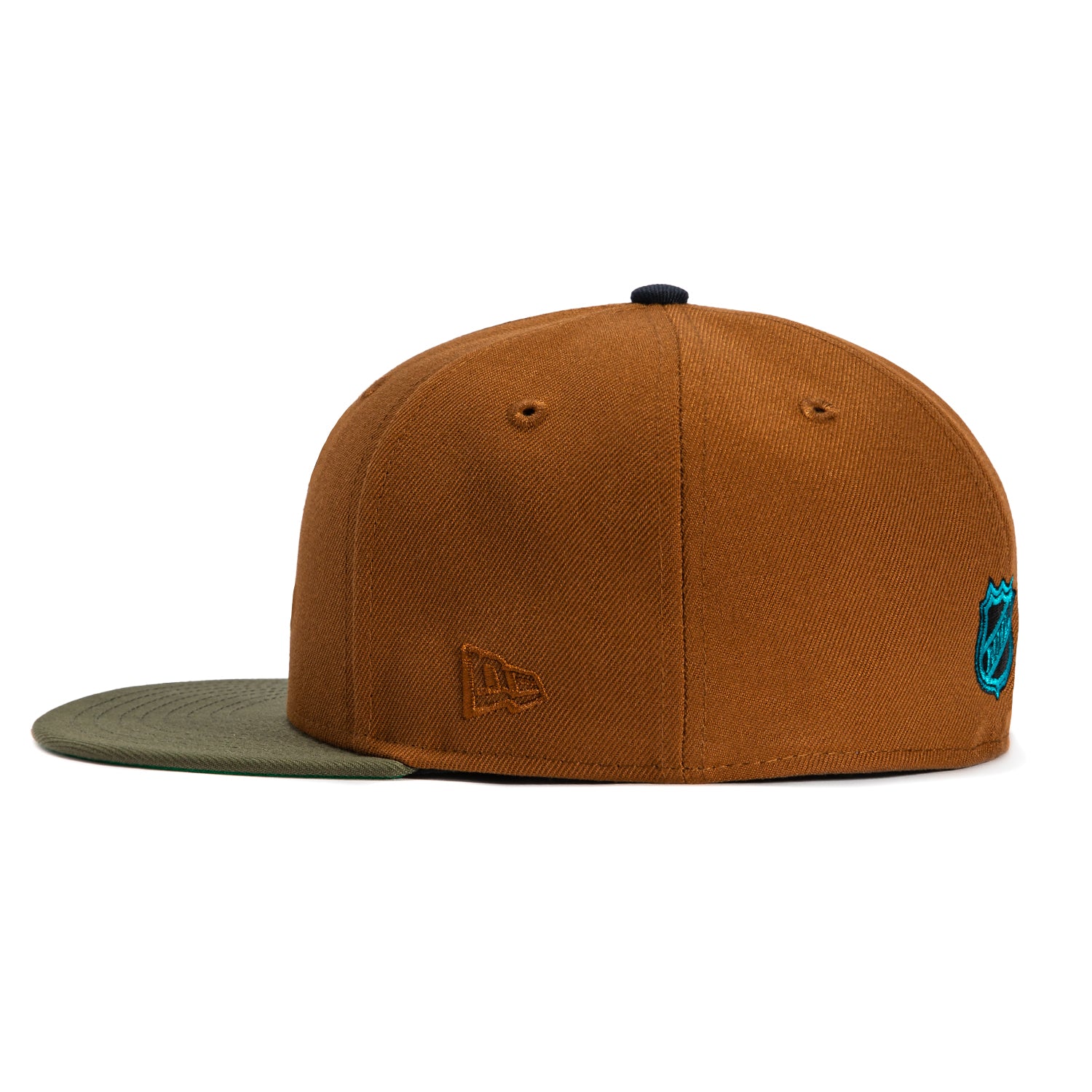 New Era 59FIFTY San Jose Sharks Logo Patch Snapback Hat - Khaki & Olive Green - Official NHL Licensed Baseball Cap for Men, Women - Perfect for Games, Streetwear & Sports Fan Fashion
