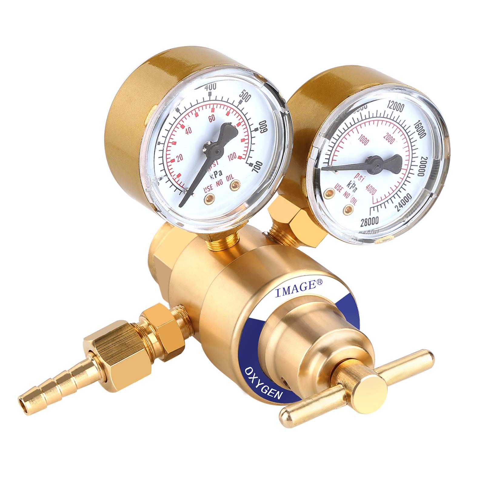 IMAGE® Oxygen Regulator with Gauges for Victor Torch Cutting Kits - CGA 540 Compatible - Perfect for Welding, Metal Fabrication & HVAC Repair