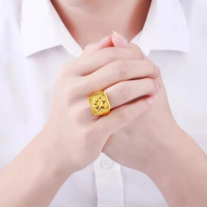 24K Pure Gold Ring Real AU 999 Solid Gold Rings for Women - Shiny Classic Jewelry Gift for Anniversary, Valentine's Day & Wedding - Trendy Upscale Fashion Accessories 2023