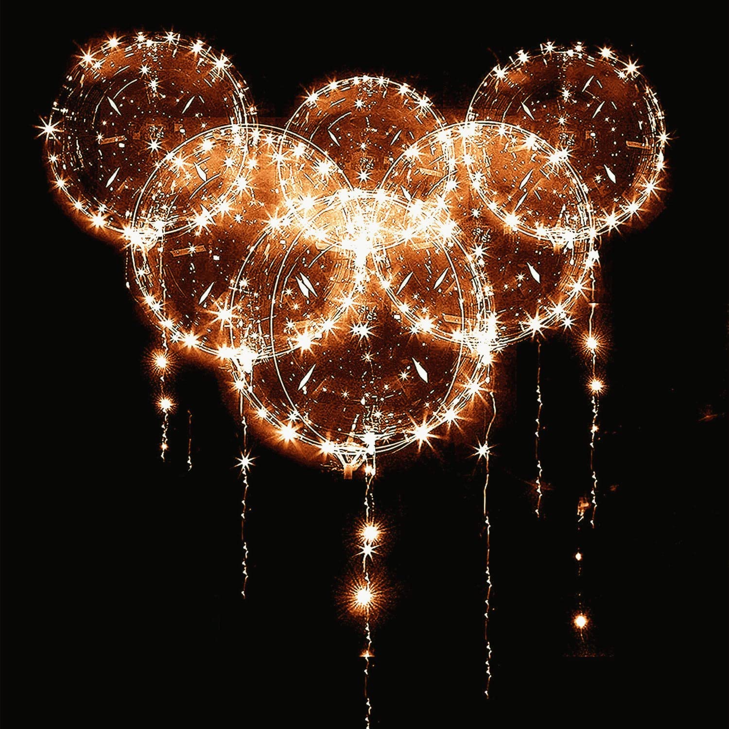 10 Pack LED Balloons with Blinking Lights - 20 Inch Clear Helium Balloons for Party Decorations | Glow Bubble Balloons with String Lights for Valentine's Day, Christmas, Wedding & Birthday Celebrations (Warm White) - Perfect for Indoor/Outdoor Events, Night Parties & Special Occasions