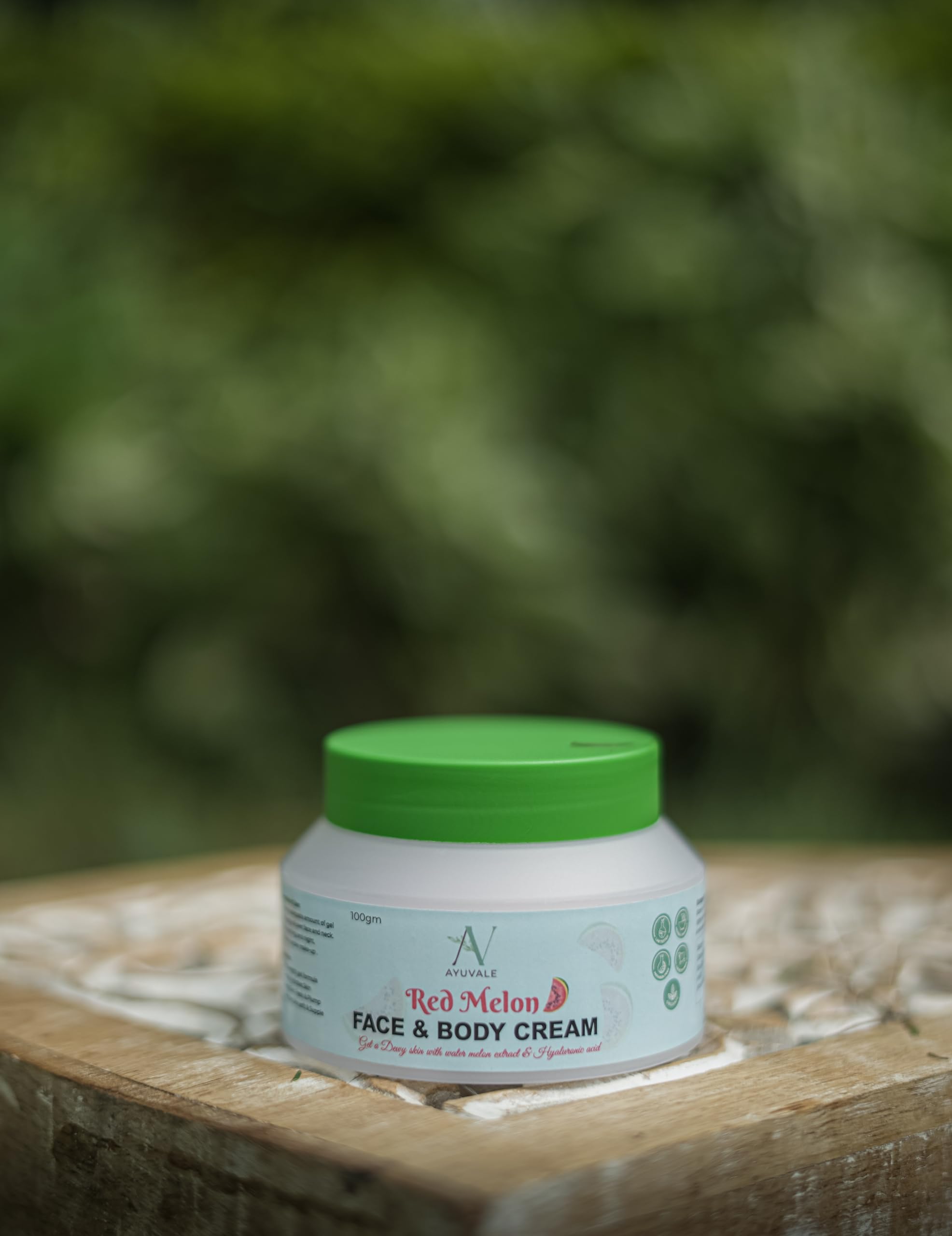 AYUVALE Red Melon Face & Body Cream - Watermelon Infused Moisturizer for Soft, Nourished Skin | Non-Greasy, 100% Natural Formula (100Gm) | Perfect for Daily Hydration & Post-Sun Care