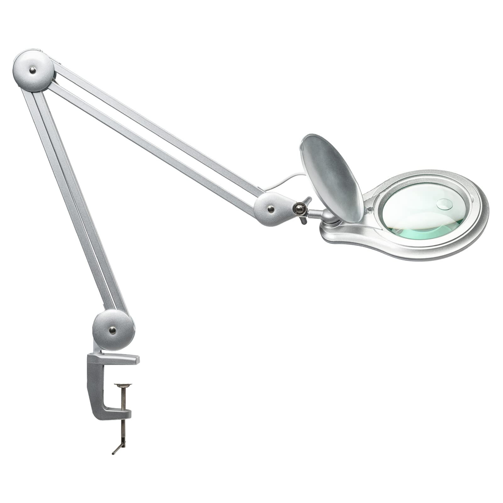Bemelux Bifocals LED Magnifying Lamp with Clamp - 5 Diopter & 20 Diopter, 5 Inch Glass Lens, 1200 Lumens Dimmable Light, 60 Bright LEDs - Perfect for Desk Crafts, Hobbies, Reading & Detailed Work