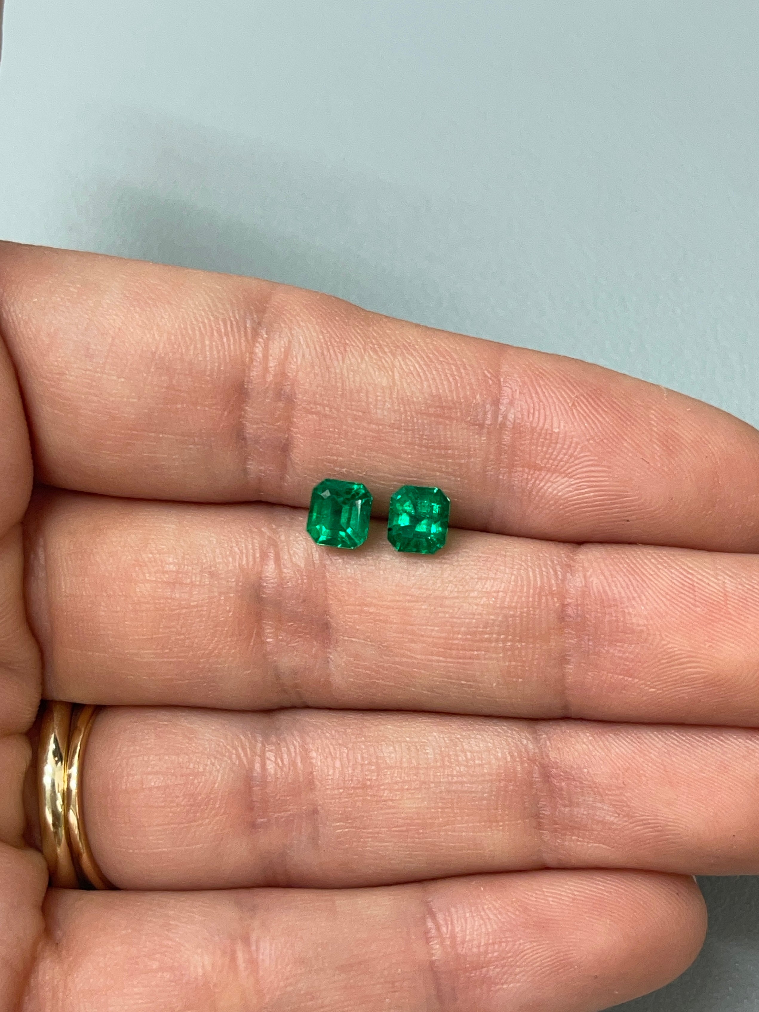 1.79tcw 5.5x5mm Muzo Green Colombian Loose Emeralds - Asscher Cut Natural Gemstones for Jewelry Making, Engagement Rings & Luxury Gifts