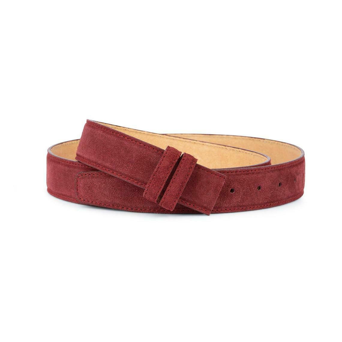 Montblanc Buckle Burgundy Suede Leather Belt for Men - 35mm Wide Genuine Leather Strap - Perfect for Business, Casual & Formal Wear