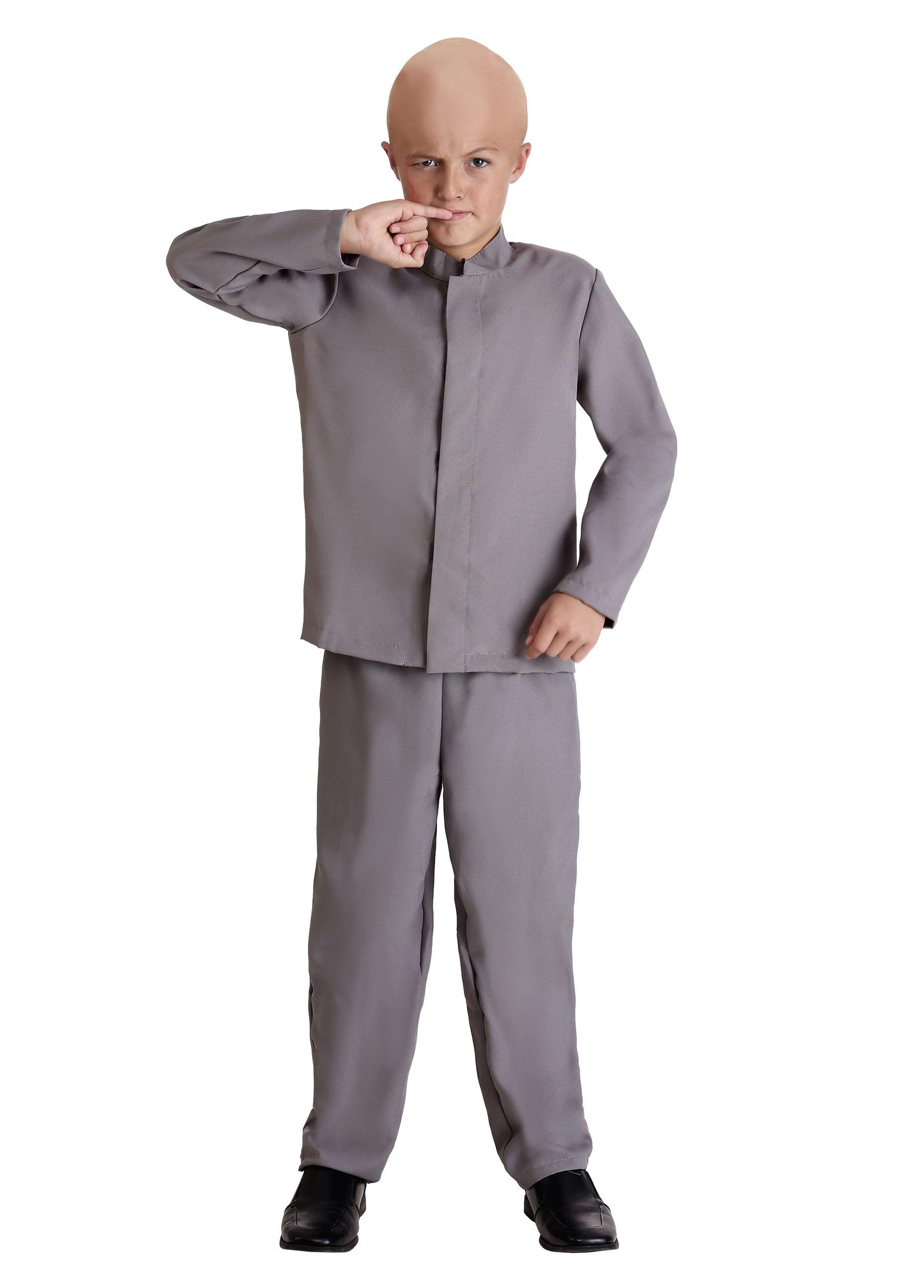 Kids Evil Mini Man Grey Suit Costume - Halloween Cosplay Outfit for Boys, Funny Villain Dress Up Party Costume for School Plays & Themed Events