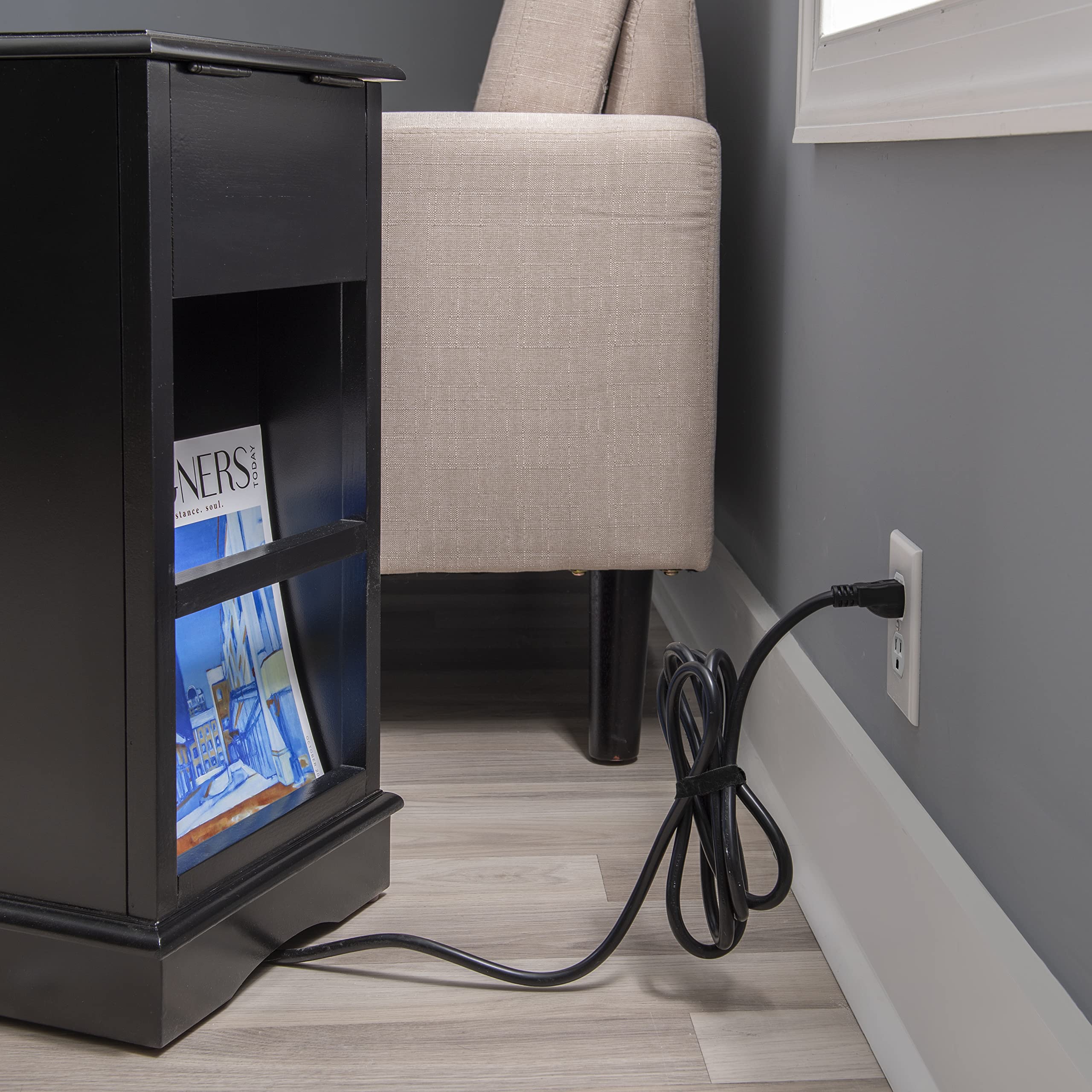 Powell Furniture Barron Small Black Accent Table - Modern Side Table for Living Room, Bedroom, or Office Decor