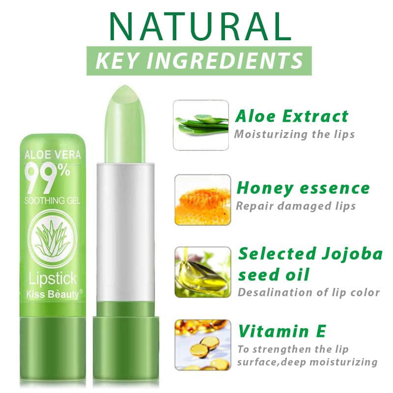 5 Pack Aloe Vera Color Changing Lipstick - 24H Long Lasting Moisturizing Lip Gloss with Temperature Activated Magic Color (Korean Pink) - Perfect for Daily Wear, Date Night & Gift Giving