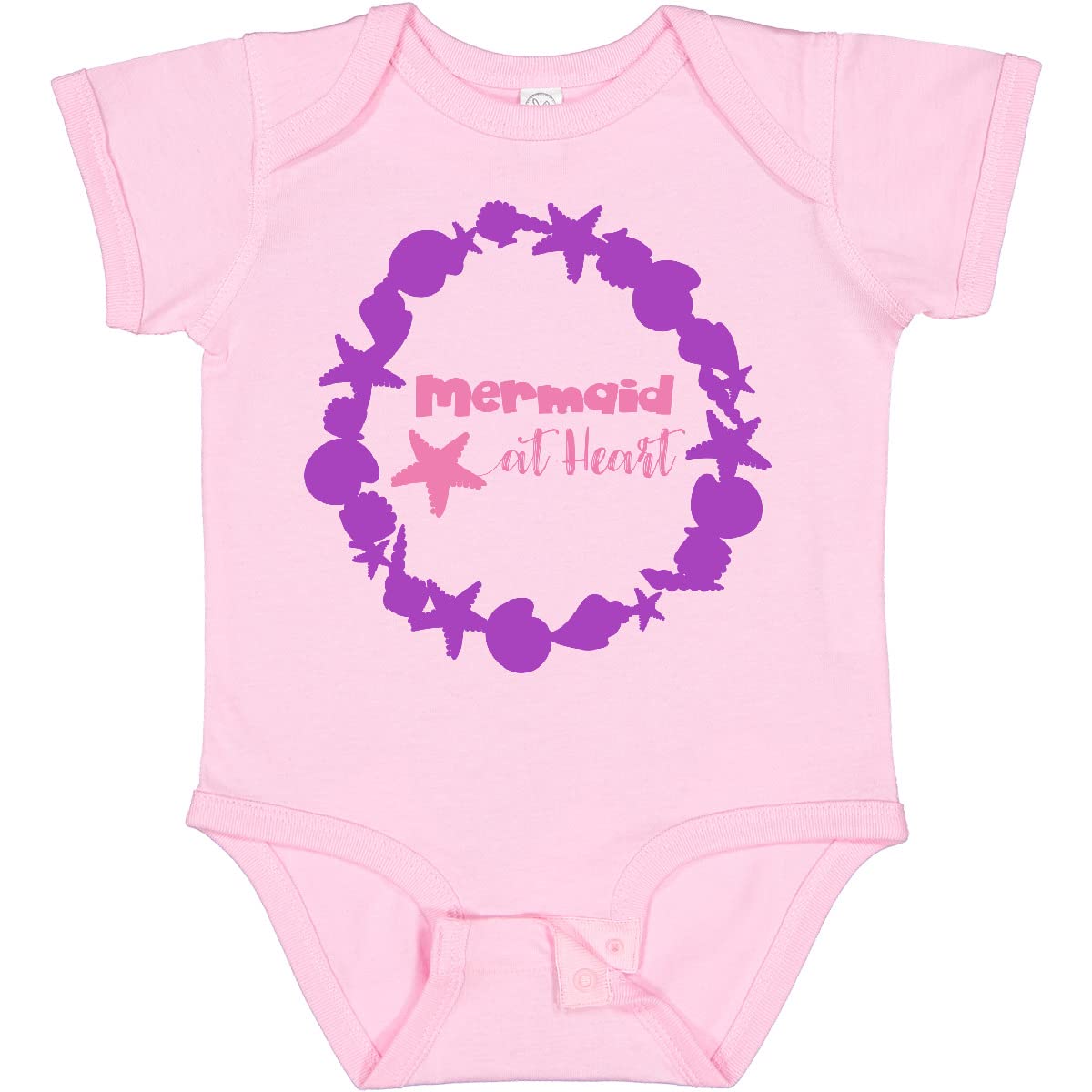 Inktastic Mermaid at Heart Baby Bodysuit - Cute Starfish & Seashells Design - Perfect for Beach Trips, Pool Parties & Summer Outfits