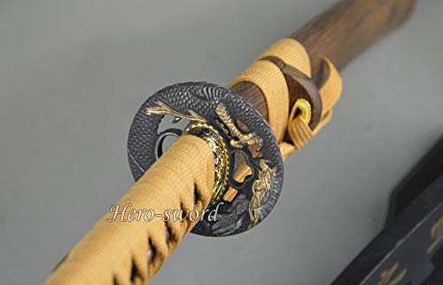 Handmade T1060 High Carbon Steel Japanese Tanto Sword with Dragon Tsuba - Full Tang, Razor Sharp Blade - Perfect for Martial Arts Training, Cosplay, and Collectors Display
