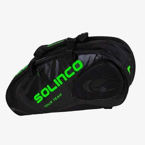 Solinco Tour Team 6 Pack Tennis Bag - Black/Green | Durable Tennis Backpack for Players & Coaches | Perfect for Tournaments, Practice & Gym Storage