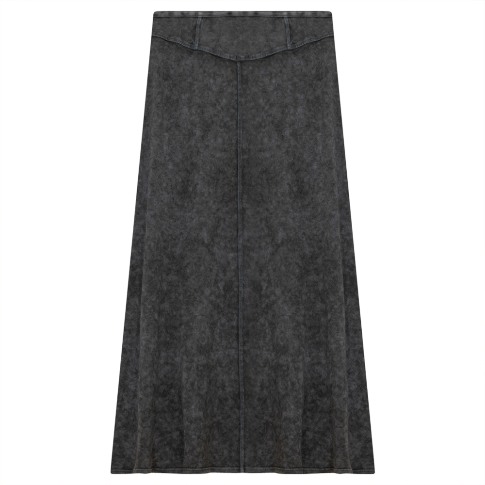 Women's High Waist Long Denim Skirt with Center Seam - Vintage Washed Denim Maxi Skirt for Casual Outfits, Date Nights & Summer Fashion