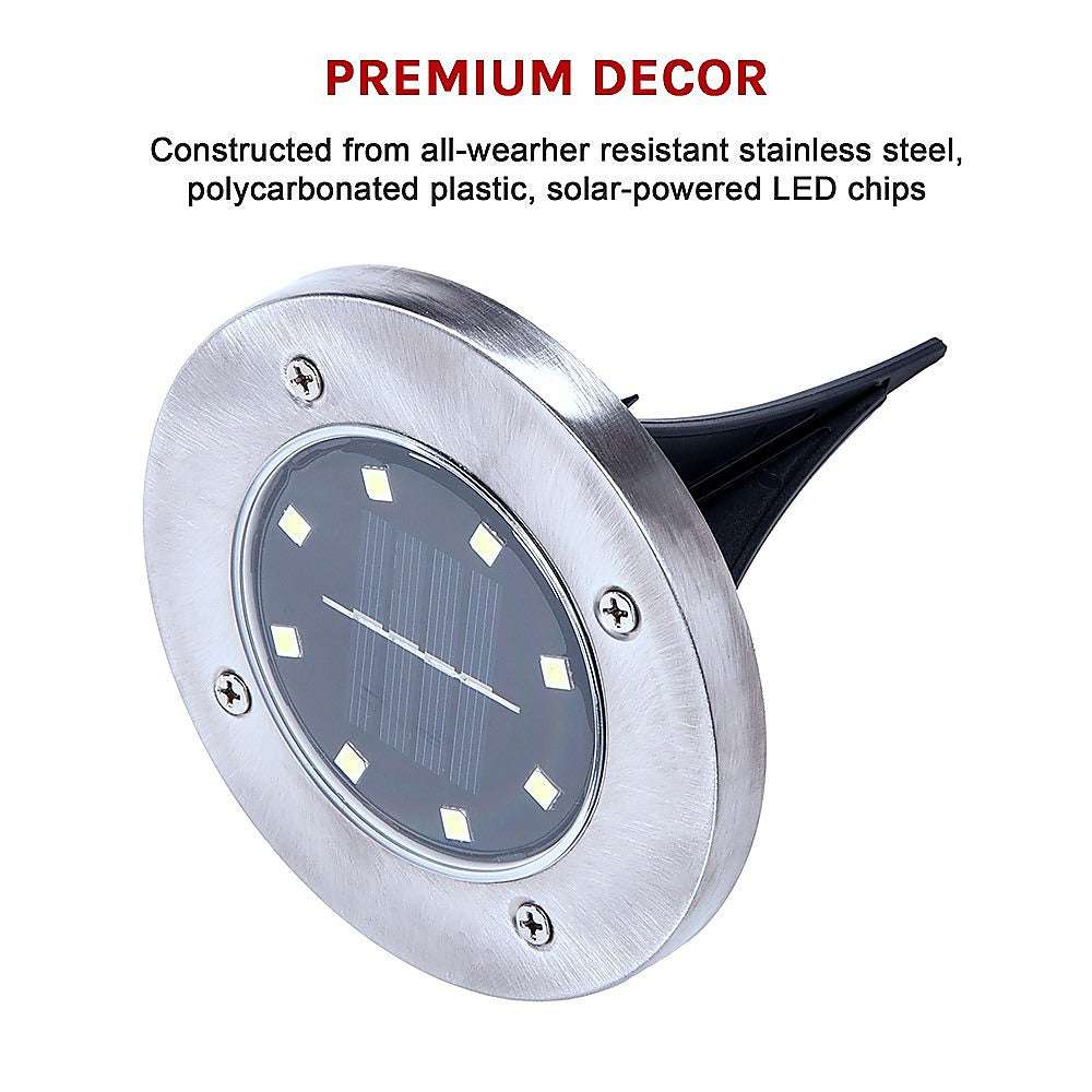 12 Pack Solar Powered LED In-Ground Lights - Waterproof Outdoor Landscape Lighting for Garden, Deck, Pathway, Driveway & Yard - Energy Efficient Solar Path Lights for Nighttime Safety & Ambience