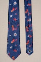 Cavani Navy Blue Floral Silk Tie Set for Men - Elegant Formal Necktie for Weddings, Business & Special Occasions