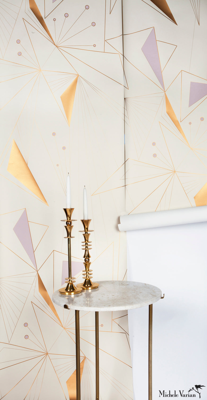 DecoPrism Metallic Bronze & Lavender Mist Peel and Stick Wallpaper - Self-Adhesive Removable Wallpaper for Bedroom, Living Room, and Office Decor