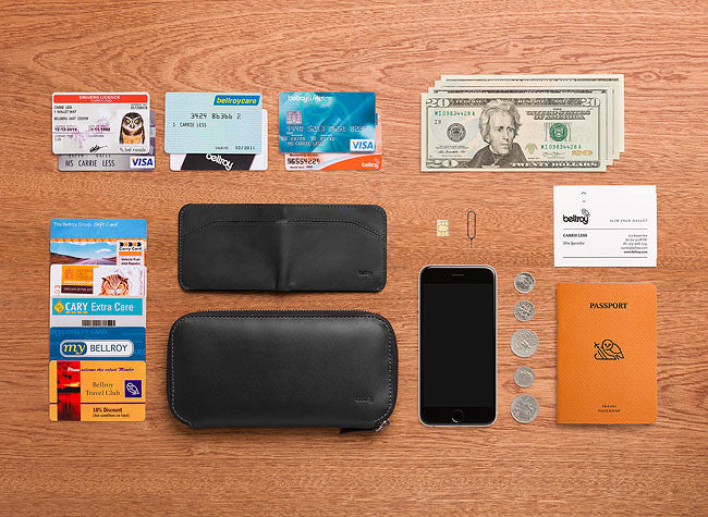Bellroy Carry Out Wallet - Slim RFID Blocking Travel Wallet for Men & Women | Perfect for Everyday Use, Travel & Business (Black)