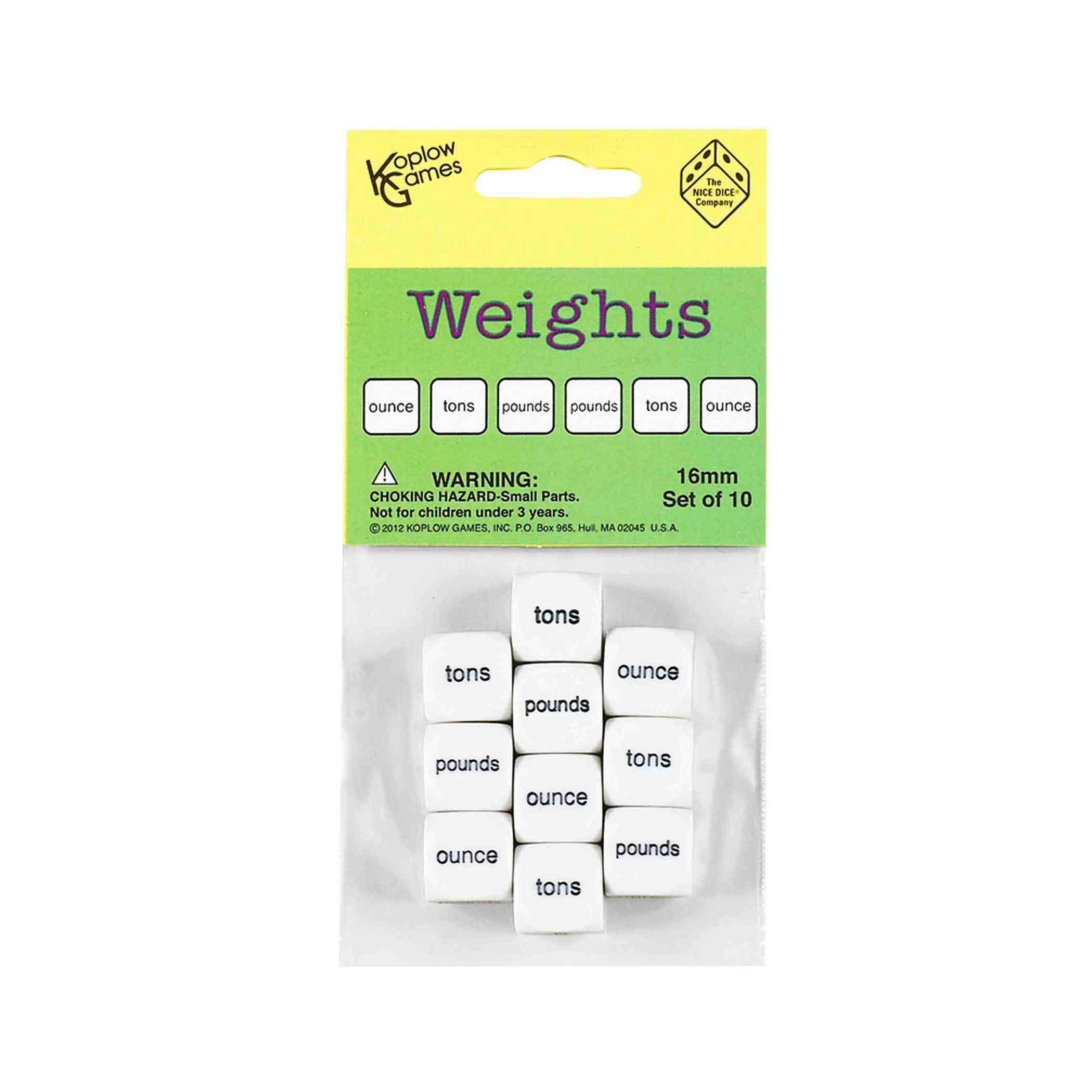 Koplow Games Weighted Dice Set - 16mm Classroom Math & Probability Teaching Accessories for Board Games, Role-Playing & Educational Activities