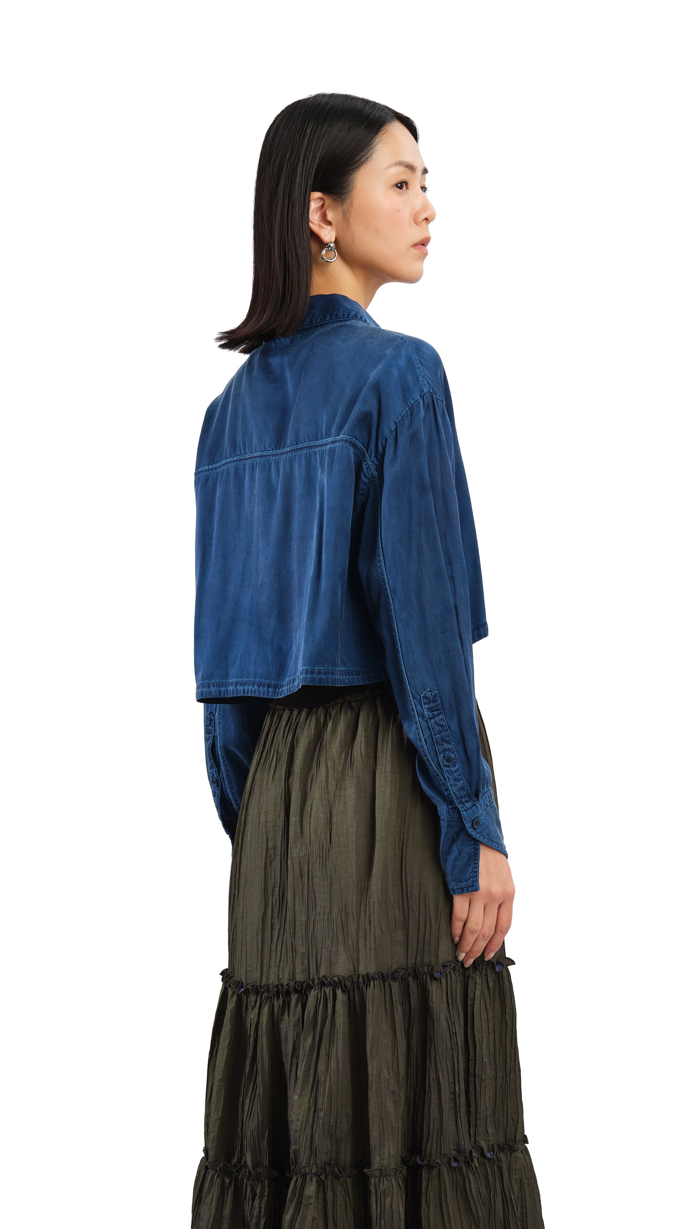 Stylish Kurashikizome Cropped Shirt for Women | Japanese Indigo Dye Casual Top | Perfect for Summer Outfits & Boho Fashion