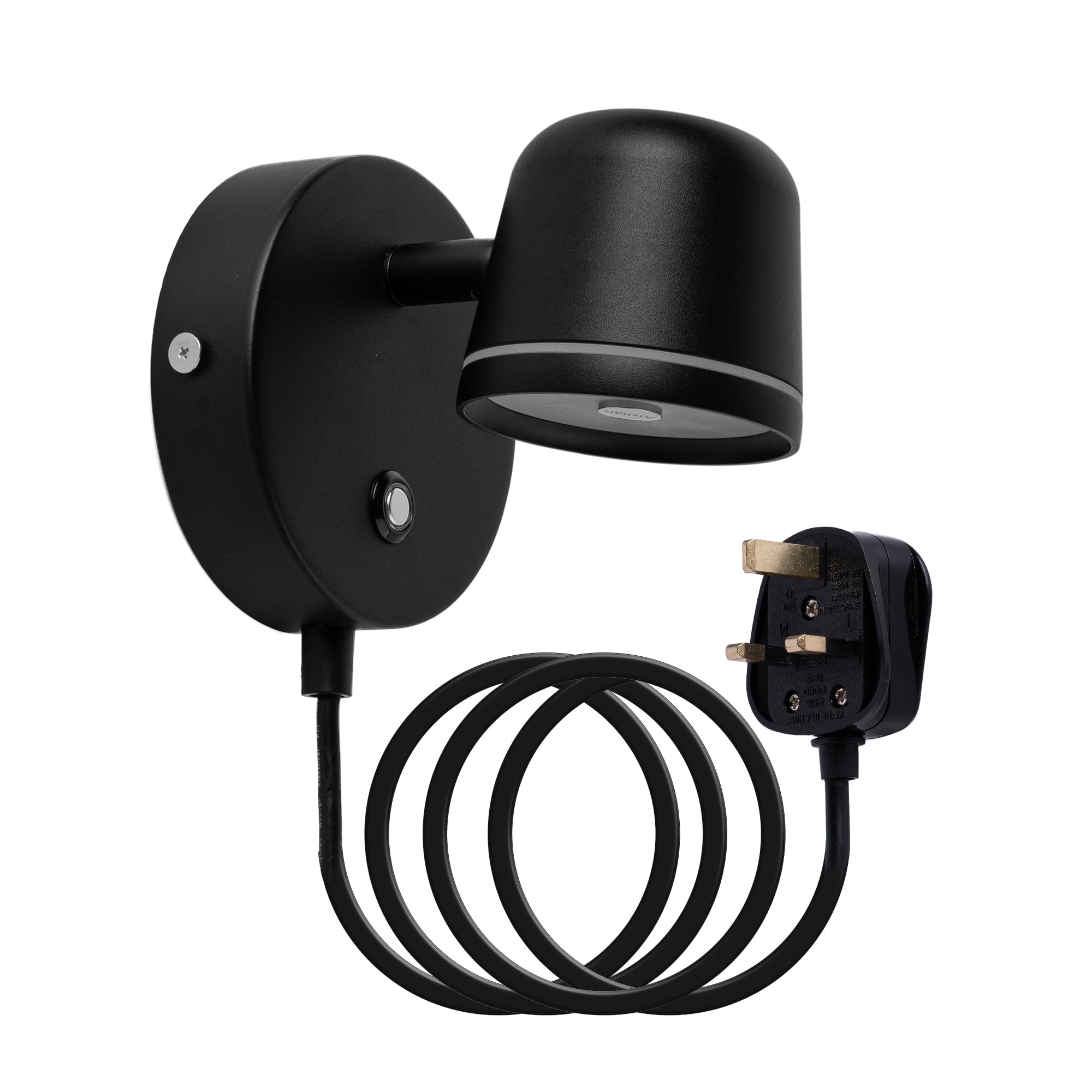 Aisilan Plug in Wall Light - Black Adjustable LED Wall Sconce with Touch Switch, Dimmable Bedside Lamp for Bedroom, Living Room, Hallway - Perfect for Reading, Night Light & Home Decor