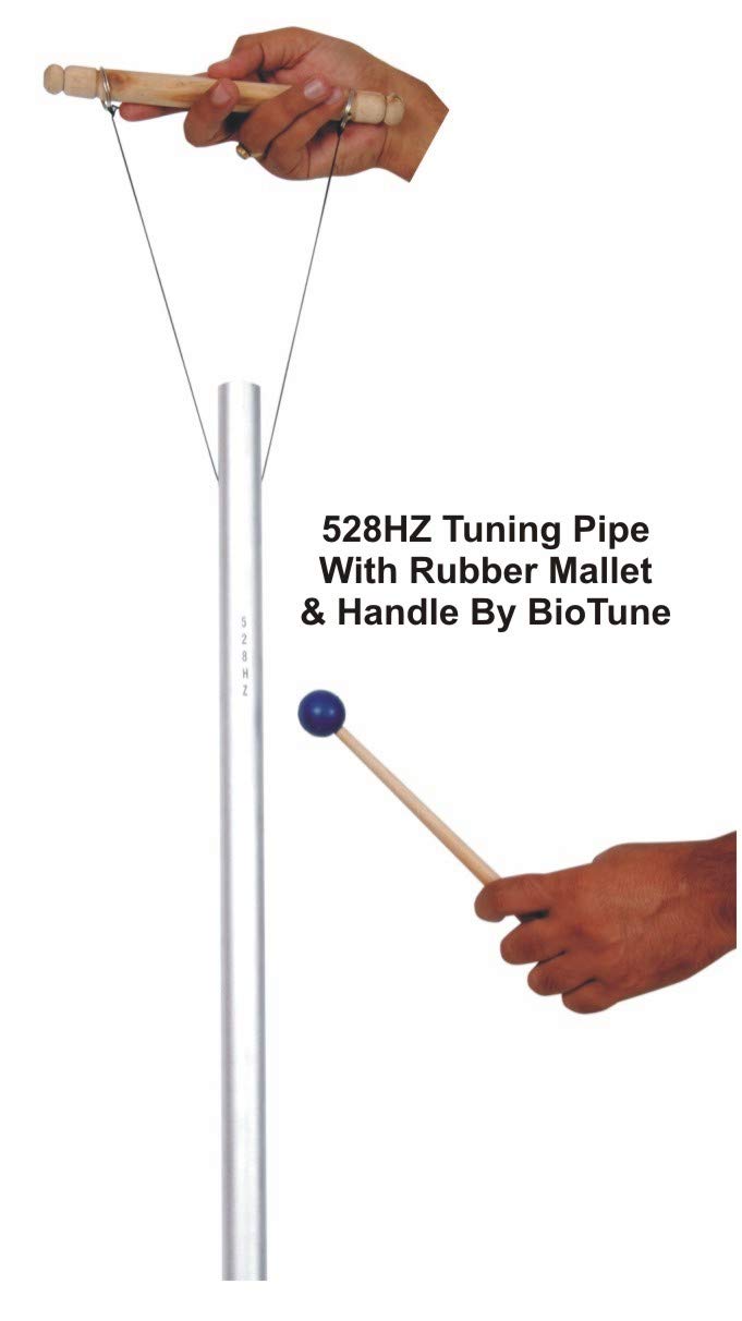 528Hz Healing Sound Therapy Pipe - Louder Than Tuning Fork with Included Mallet & Hand Stand by BioTune | Perfect for Meditation, Sound Baths & Energy Healing Sessions
