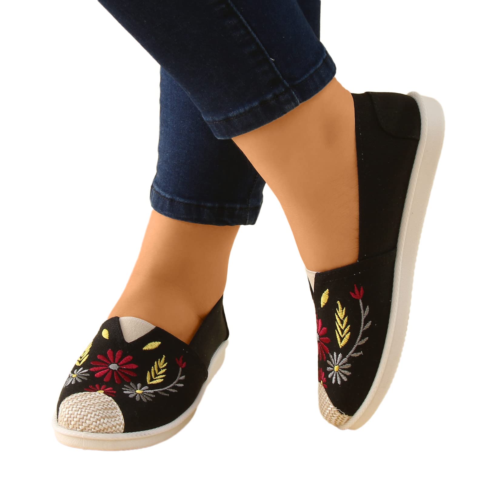 Women's Slip-On Casual Shoes - Wide Width Comfort with Stylish Prints & Green Woodland Design | Perfect for Walking, Travel & Everyday Wear