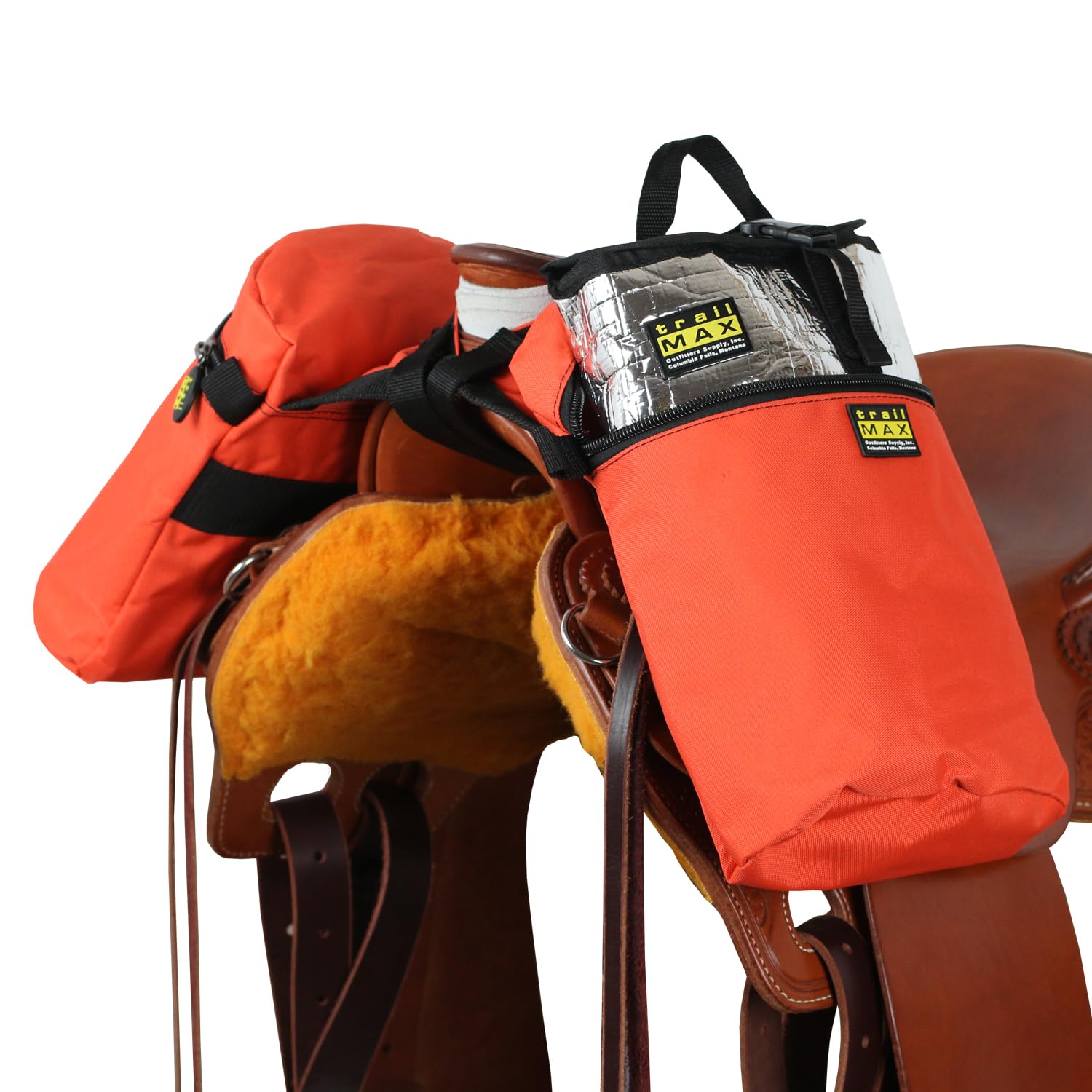 TrailMax Large Horn Saddle Bags for Horses - Durable 600D Polyester Western & Endurance Riding Bags with Double Stitching | Perfect for Trail Riding, Camping & Long-Distance Horseback Adventures