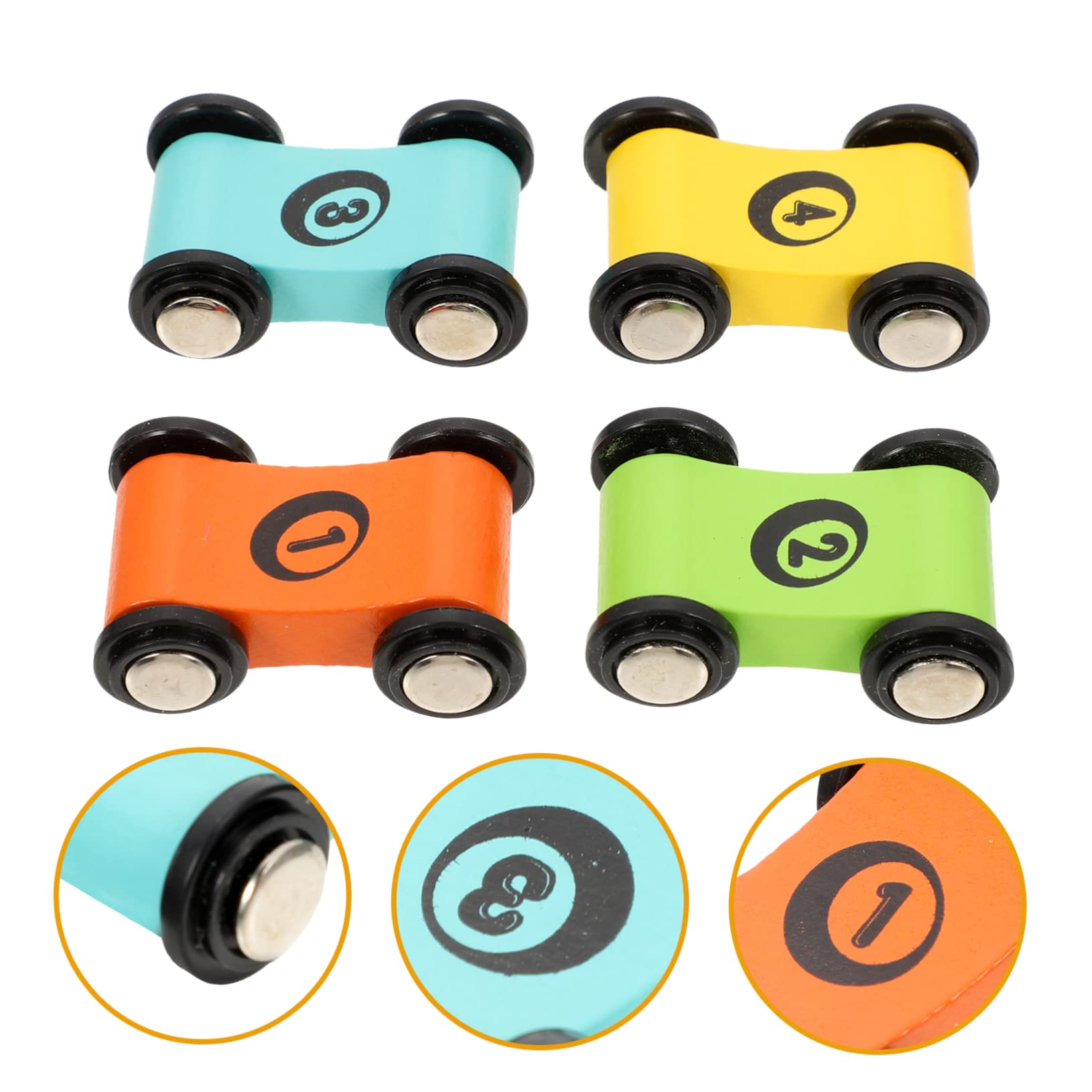 Retractable Wooden Race Car Toys Set of 4 - Eco-Friendly Pull Back Toy Cars for Toddlers & Kids Ages 1+ - Perfect for Indoor Play, Birthday Gifts & Early Learning Development