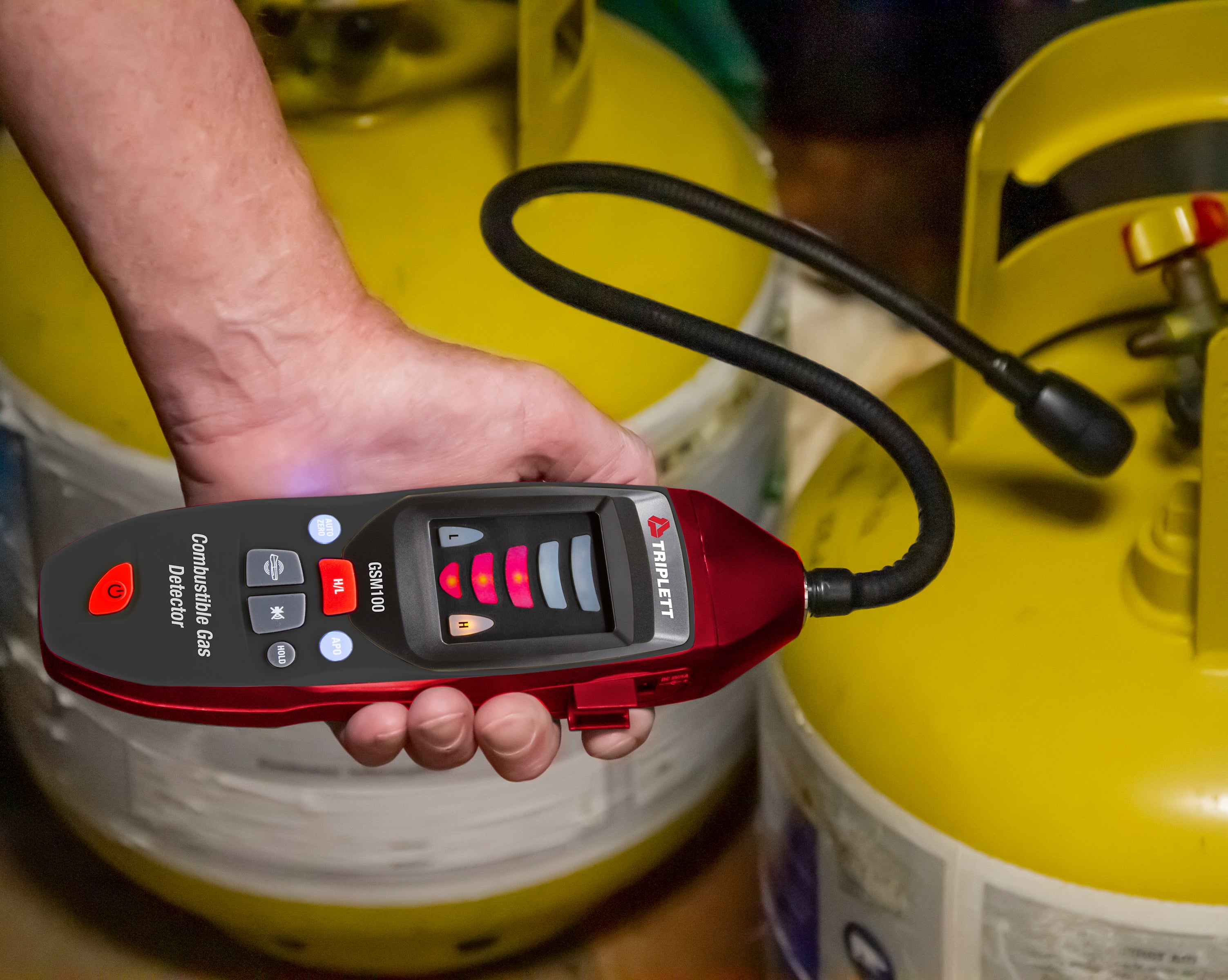 Portable GSM100 Combustible Gas Detector with Flexible Gooseneck - Natural Gas, Propane & Methane Leak Detection for Home, Kitchen & Industrial Safety