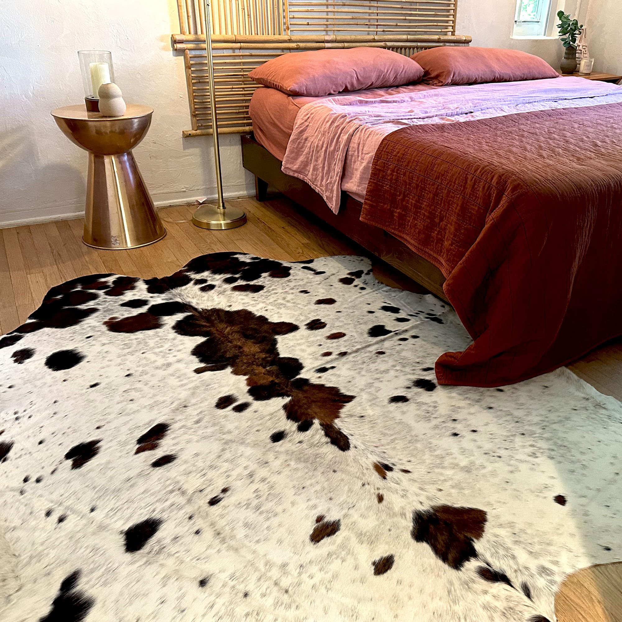 Premium Genuine Cowhide Rug - Natural Leather Hide Rugs for Living Room & Bedroom - Real Cowhide Area Rug for Rustic Home Decor - Light Tricolor Cowhide Rugs Collection - Perfect for Farmhouse, Boho & Modern Interior Design Styles
