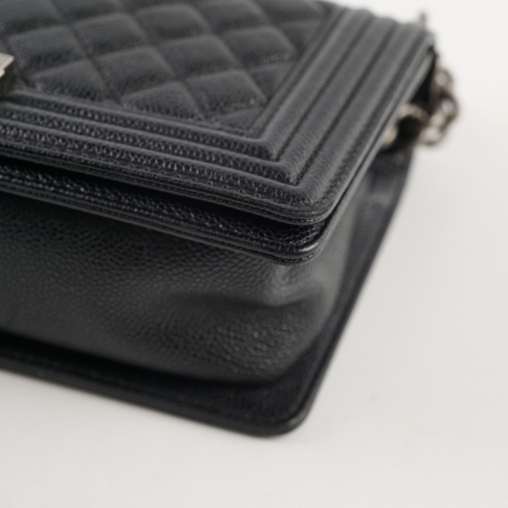 Chanel Old Medium Caviar Boy Black Leather Crossbody Bag - Luxury Designer Handbag for Women, Perfect for Evening Parties & Date Nights