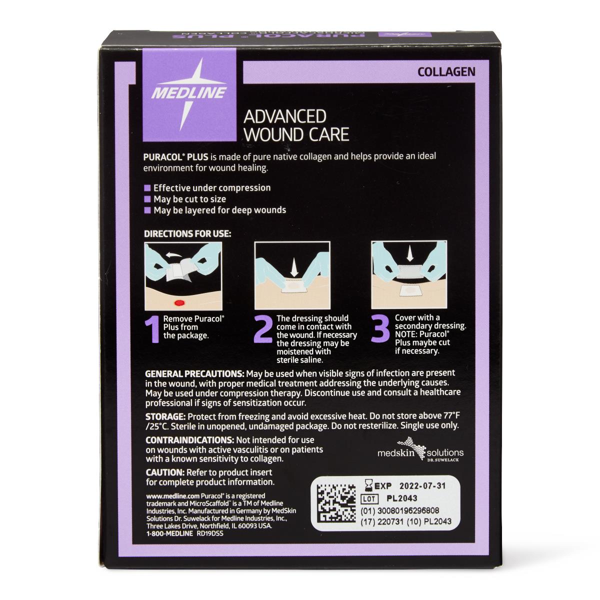 Puracol Plus Collagen Wound Dressings 2x2.25 Inches - Box of 10 | Advanced Healing for Chronic Wounds, Ulcers & Surgical Sites | Medical-Grade Collagen Treatment for Faster Recovery