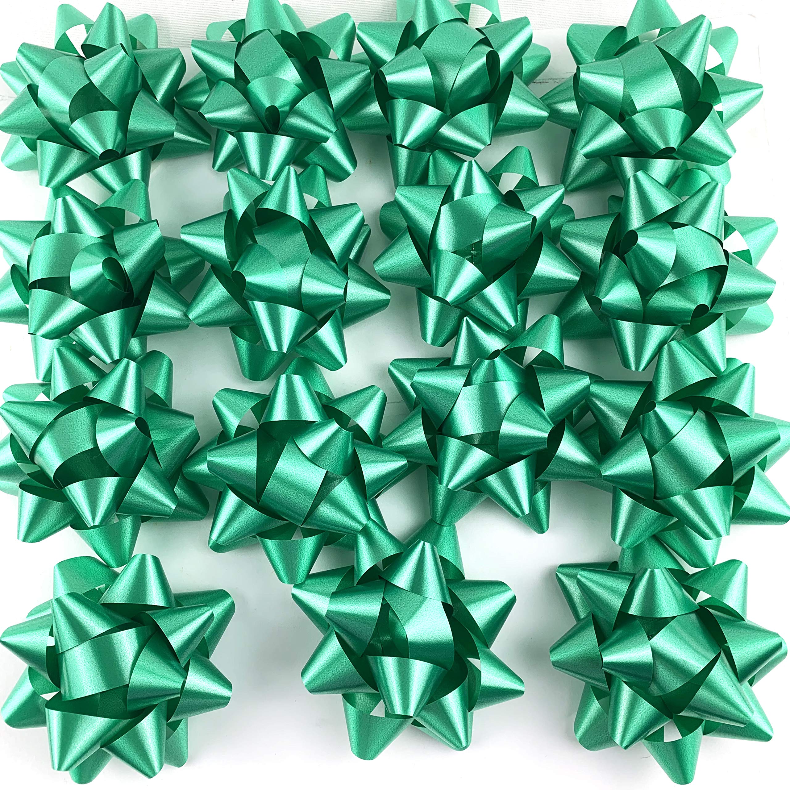 Premium 3-3/4 Inch Emerald Green Confetti Star Bows - 15 Pack for Gift Wrapping, Party Decorations & Craft Projects
