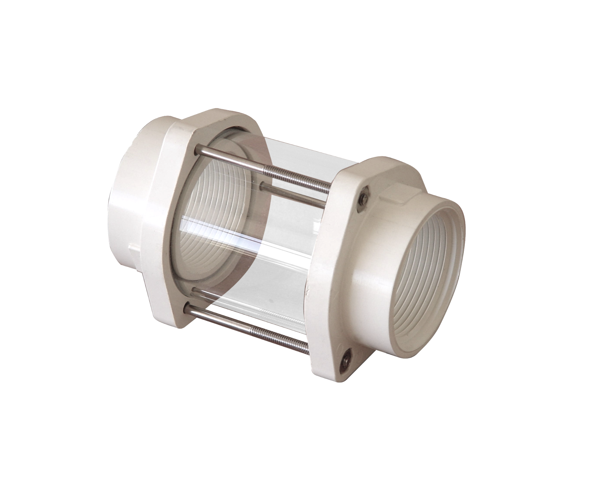 1-1/2 Inch White ABS Afras Threaded In-Line Sight Glass Assembly - 10063 - Perfect for Monitoring Liquid Flow in Plumbing, Chemical Processing, and Industrial Applications