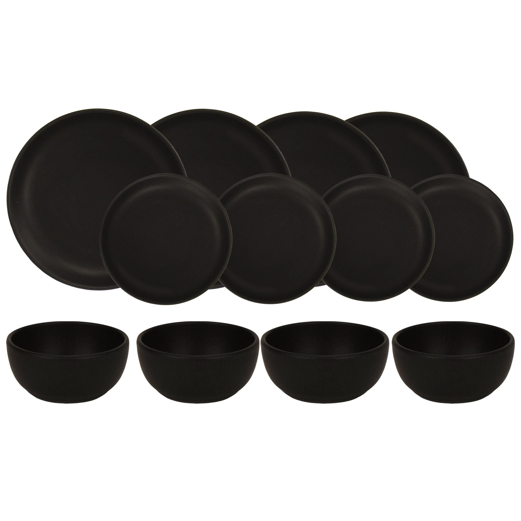 12-Piece Matte Black Dinnerware Set - Elegant & Durable Porcelain Plates, Bowls & Mugs - Perfect for Everyday Use, Dinner Parties & Restaurant Serving