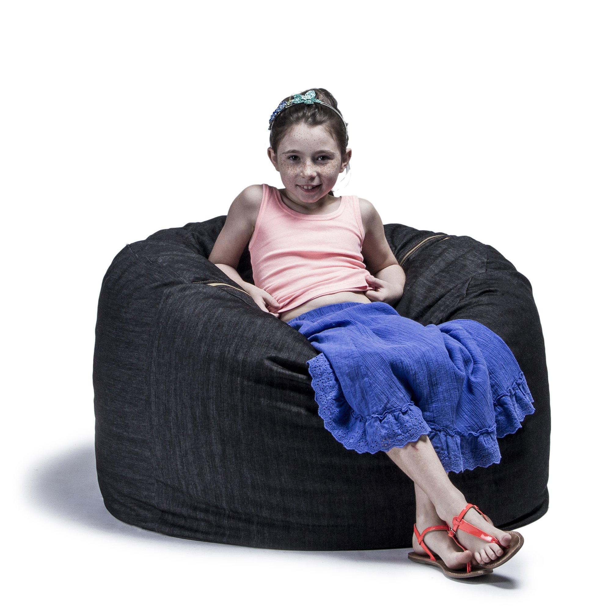 Jaxx Classic Saxx 3 ft Bean Bag Chair - Dark Denim Blue for Kids, Teens & Adults - Perfect for Gaming, Lounging & Dorm Room Decor