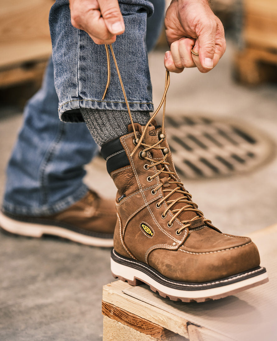 Men's Cincinnati 8 Waterproof 90° Heel Work Boot with Carbon Toe - Belgian/Sandshell - Durable Safety Boots for Construction & Outdoor Work