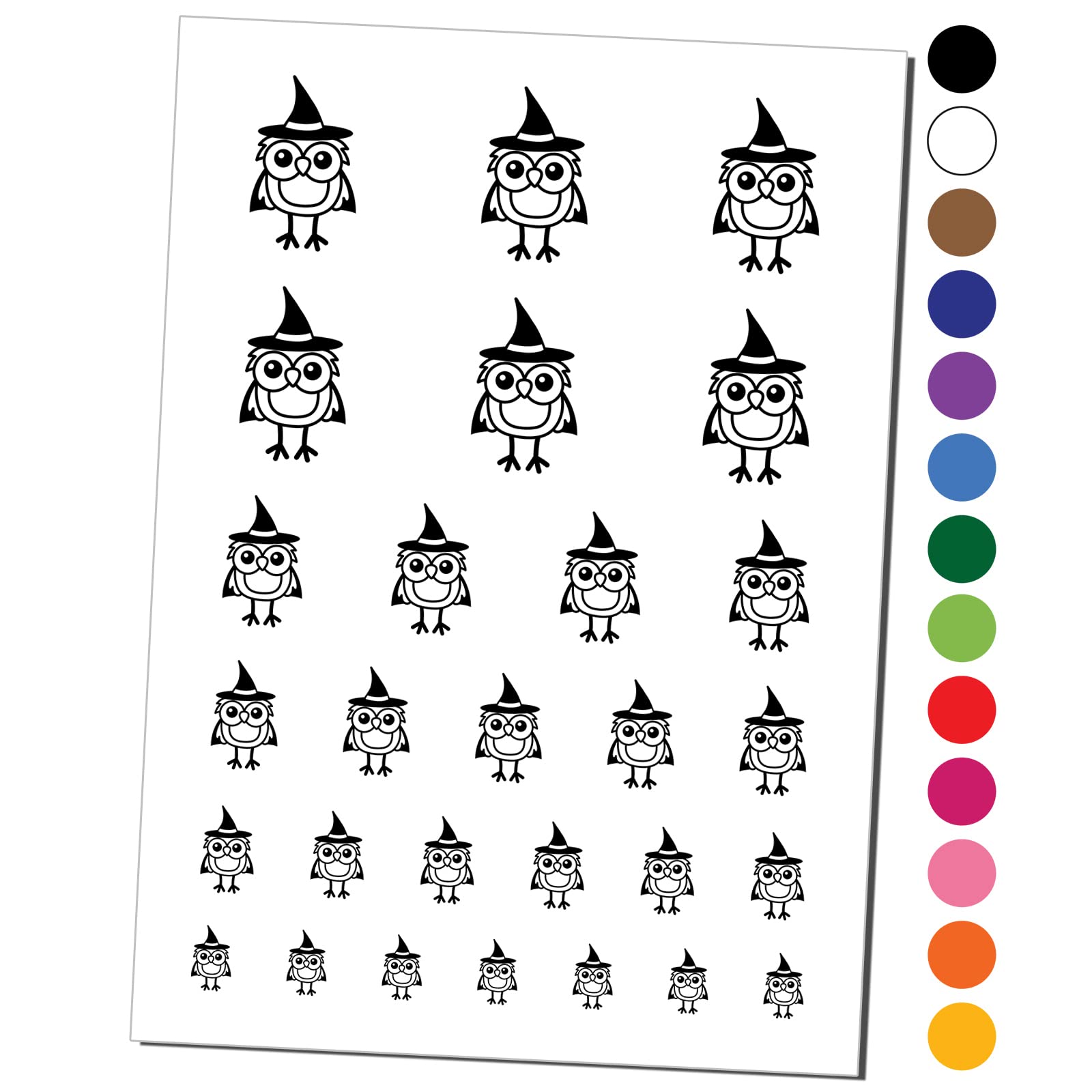 Halloween Temporary Tattoos - Waterproof Fake Body Art Set with Owl & Witch Hat Design | Perfect for Costume Parties, Cosplay & Spooky Events (Black, 1 Sheet)