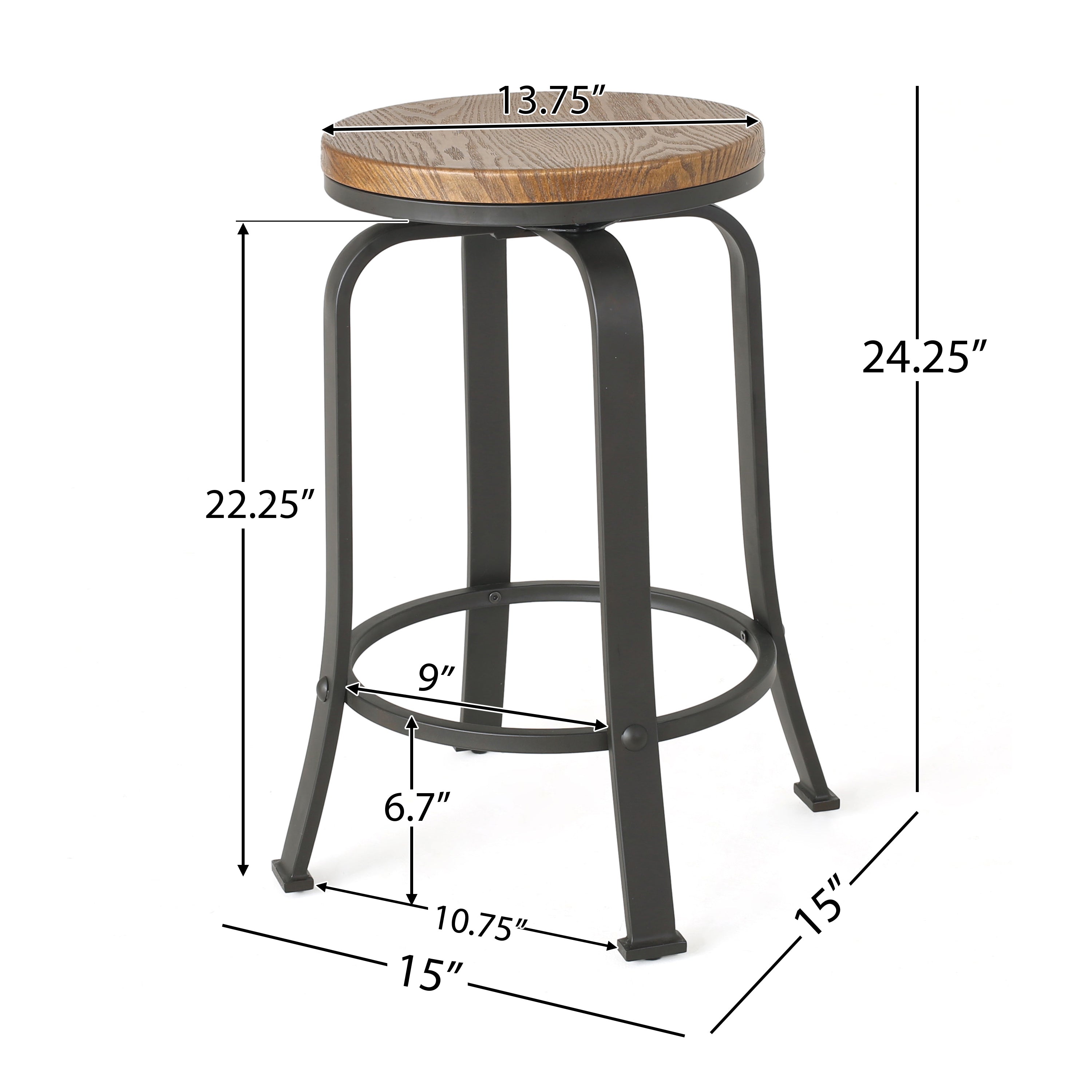 Modern Counter Stools Set of 2 - Adjustable Height Bar Stools for Kitchen Island, Breakfast Bar & Home Decor - Comfortable PU Leather Seat with Metal Base