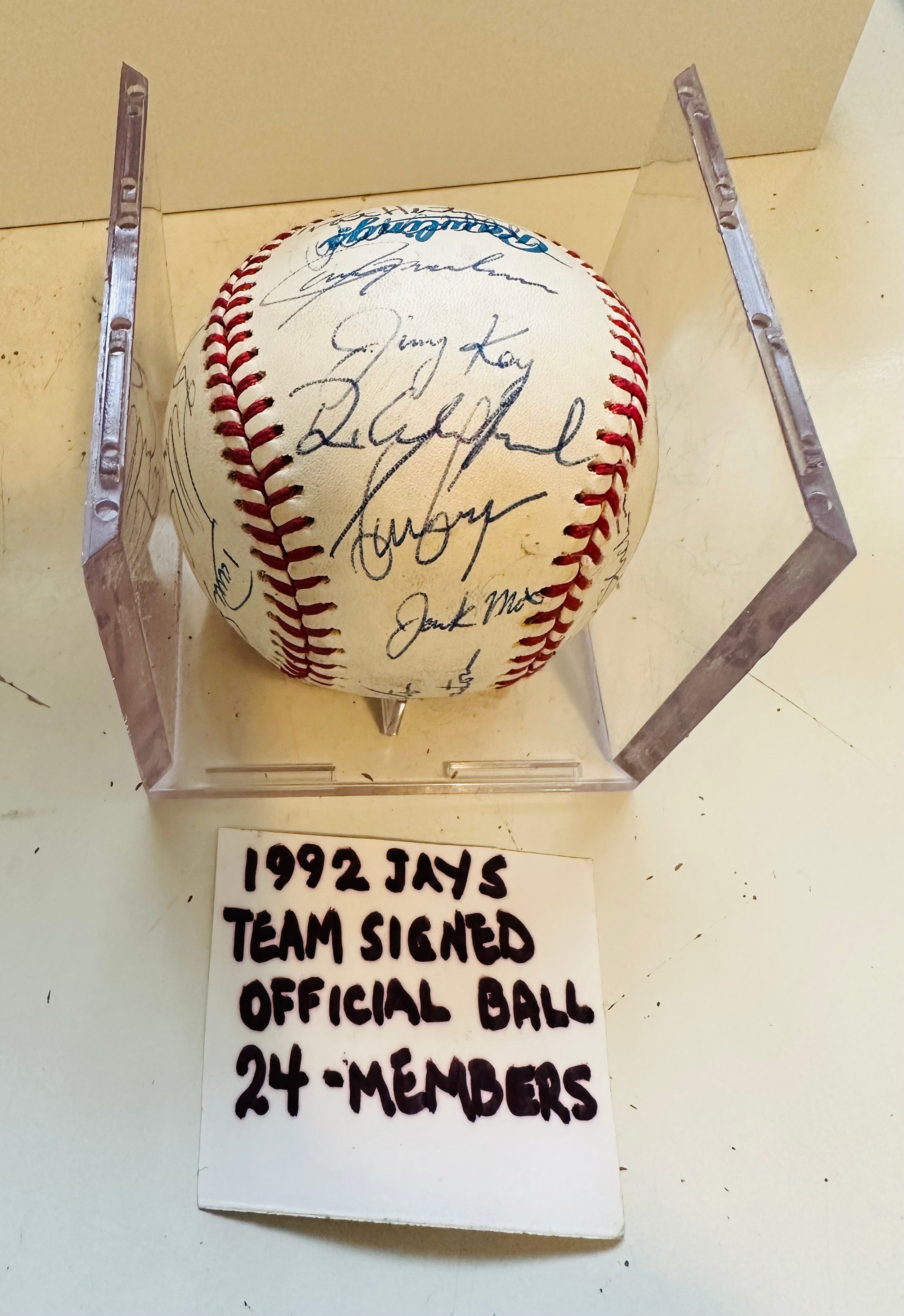 1992 World Series American League Baseball Signed by 24 Blue Jays Players - Authentic Collectible with COA & Display Holder - Perfect for Sports Memorabilia Fans & Baseball Enthusiasts