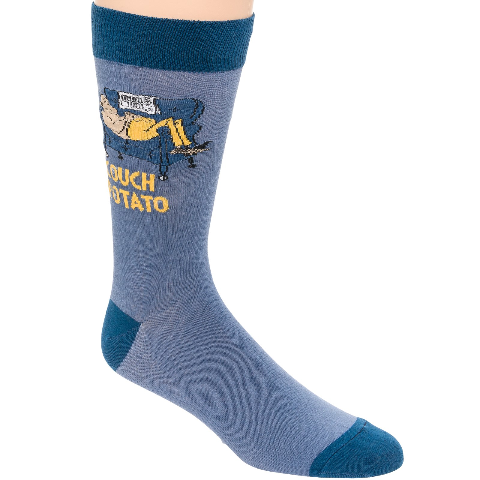 Men's Printed Cotton Casual Socks - Funny Couch Potato Design - Size 10-13 - Comfortable Everyday Wear for Home, Lounge & Gifts