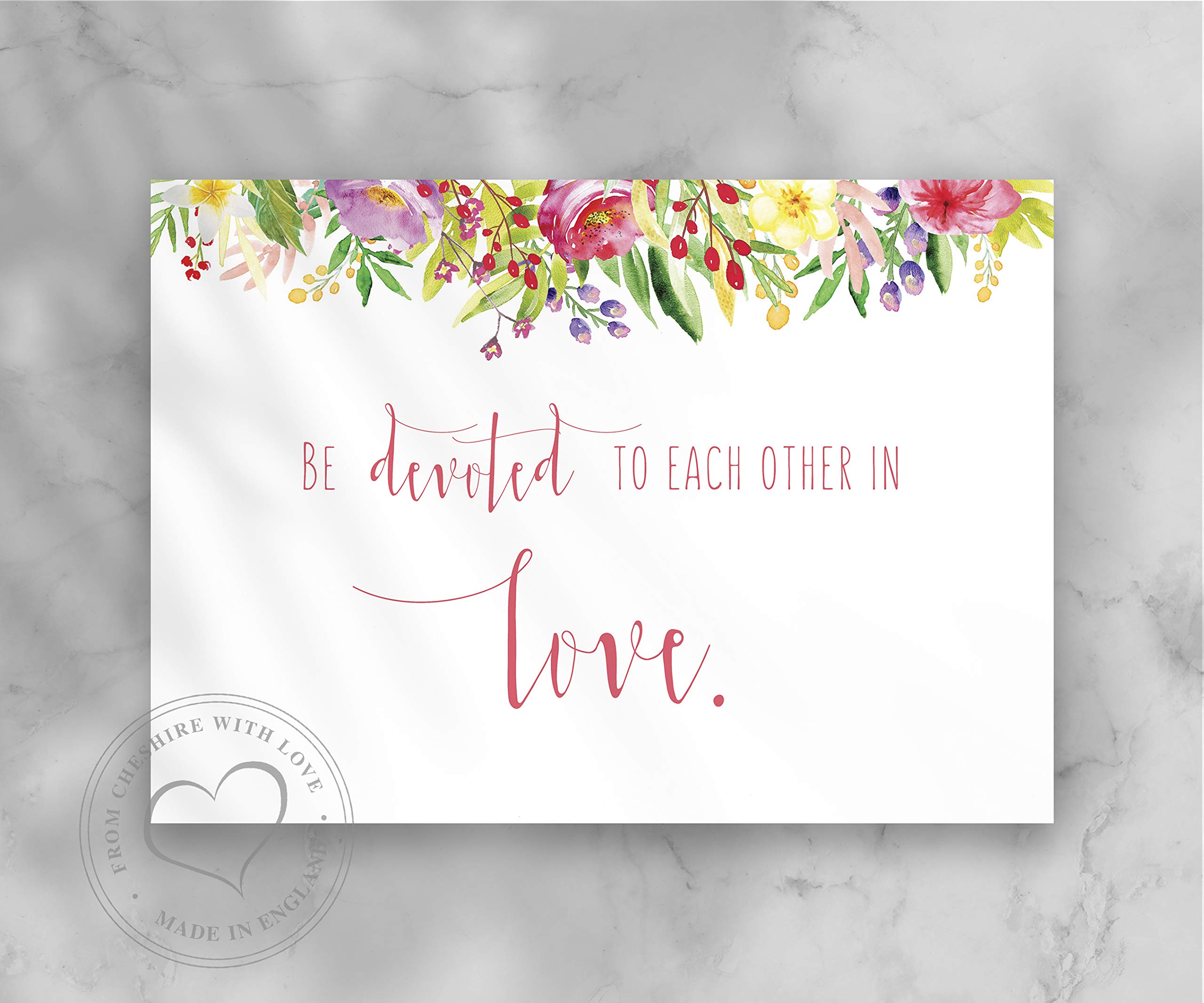 Be Devoted To Each Other In Love Romans 12:10 Bible Verse Print - Christian Wedding & Anniversary Gift - Perfect for Home Decor, Church Weddings & Christian Couples