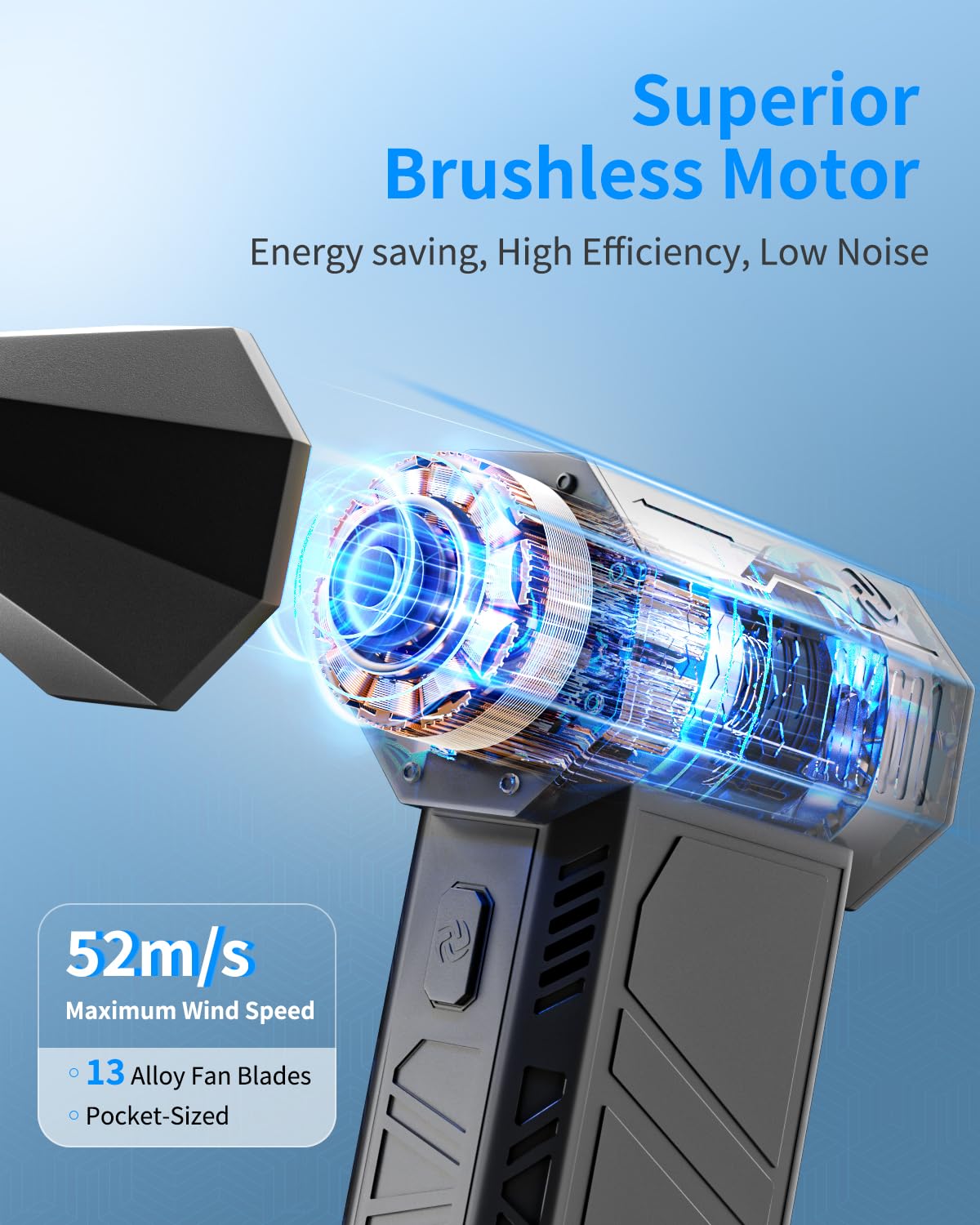130,000 RPM High-Speed Electric Air Duster - Rechargeable Cordless Compressed Air Blower with 3-Speed Adjustment for Computer Keyboard, PC, Car & Home Cleaning | Perfect for Electronics, Dusting, and Outdoor Maintenance