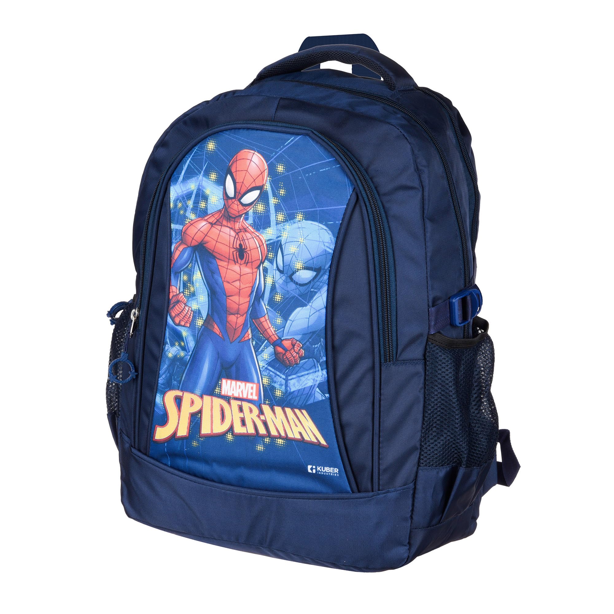 Kuber Industries Marvel Spider-Man Backpack for Kids - 3 Compartment School Bookbag for Boys & Girls | Navy Blue Superhero Backpack | Perfect for School, Travel & Daily Use