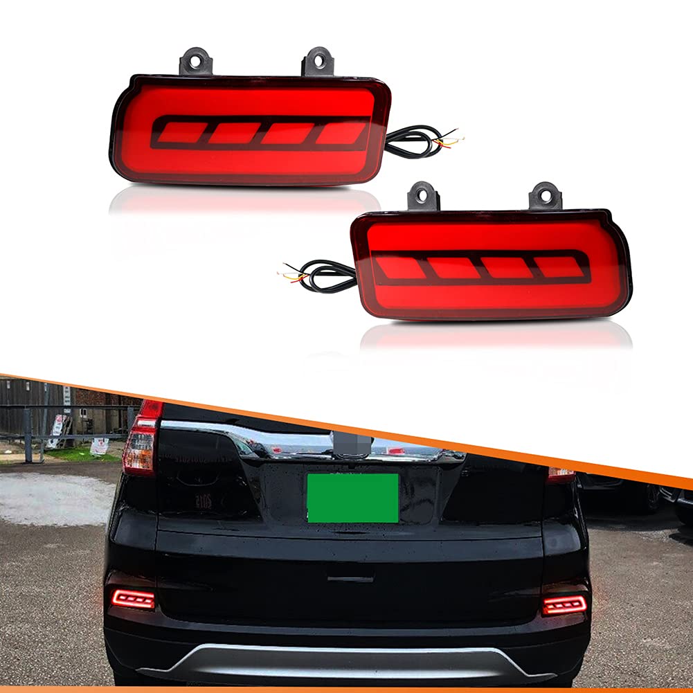 ADIIL Red LED Lens Bumper Reflector Tail Brake Lights Sequential Turn Signal Rear Fog Lights Kit for 2015-2016 Honda CR-V - Enhanced Safety & Style for Night Driving & Bad Weather Conditions