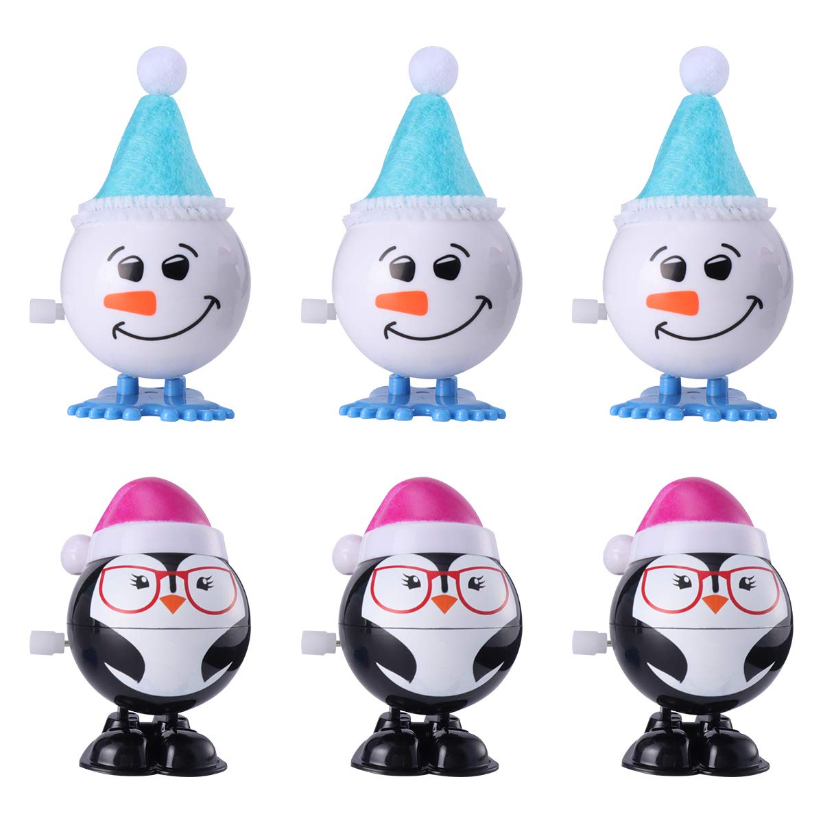 ABOOFAN 6-Piece Christmas Wind-Up Snowman Toy Set - White & Red Holiday Decor for Kids | Perfect for Christmas Tree Ornaments, Stocking Stuffers & Festive Home Decor