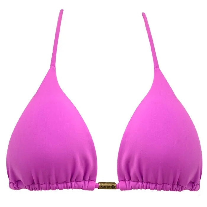 Sexy Solid Pink Magenta Brazilian Triangle Bikini Top for Women - Perfect for Beach, Pool Party & Summer Vacation